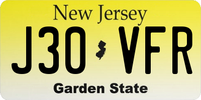 NJ license plate J30VFR