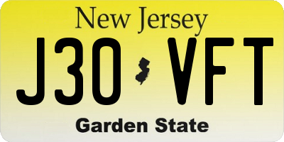 NJ license plate J30VFT