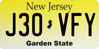NJ license plate J30VFY