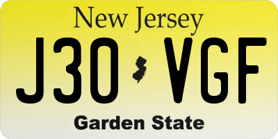 NJ license plate J30VGF