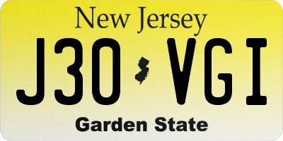 NJ license plate J30VGI