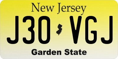NJ license plate J30VGJ