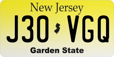 NJ license plate J30VGQ