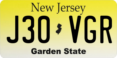 NJ license plate J30VGR