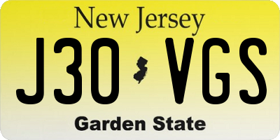 NJ license plate J30VGS