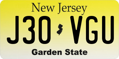 NJ license plate J30VGU