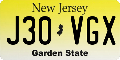 NJ license plate J30VGX