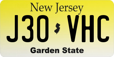 NJ license plate J30VHC