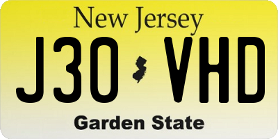 NJ license plate J30VHD