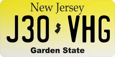 NJ license plate J30VHG
