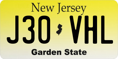 NJ license plate J30VHL