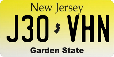 NJ license plate J30VHN