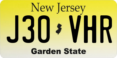 NJ license plate J30VHR