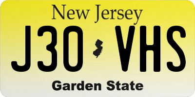 NJ license plate J30VHS