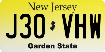 NJ license plate J30VHW
