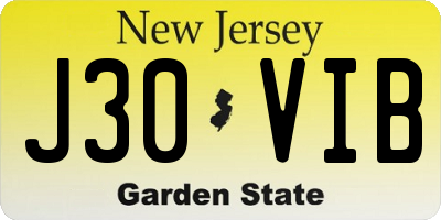 NJ license plate J30VIB
