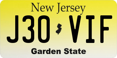 NJ license plate J30VIF