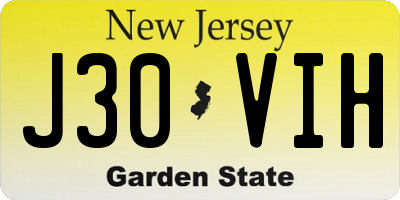 NJ license plate J30VIH