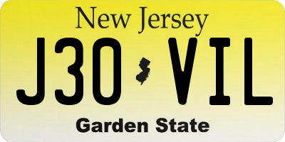 NJ license plate J30VIL