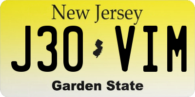 NJ license plate J30VIM