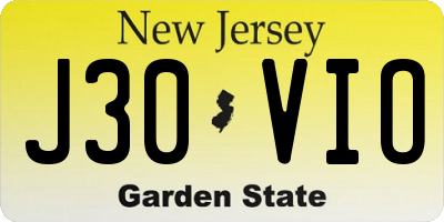 NJ license plate J30VIO