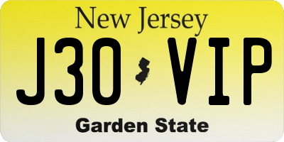 NJ license plate J30VIP