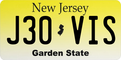 NJ license plate J30VIS