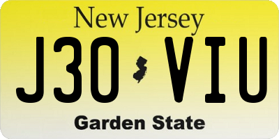 NJ license plate J30VIU
