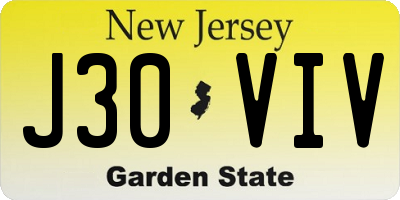 NJ license plate J30VIV