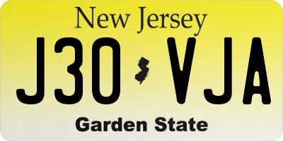 NJ license plate J30VJA