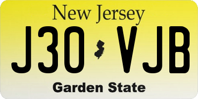 NJ license plate J30VJB
