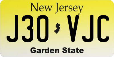 NJ license plate J30VJC