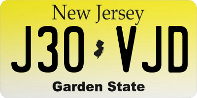 NJ license plate J30VJD