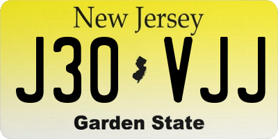 NJ license plate J30VJJ