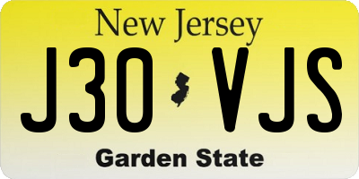 NJ license plate J30VJS