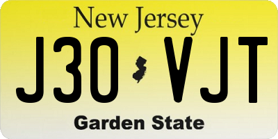 NJ license plate J30VJT