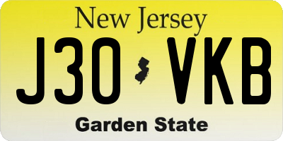 NJ license plate J30VKB