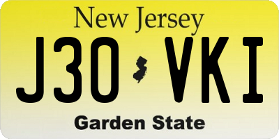 NJ license plate J30VKI