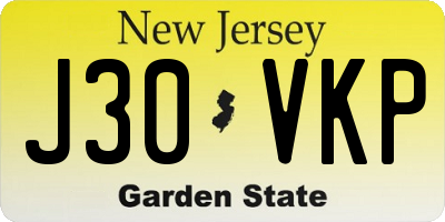 NJ license plate J30VKP