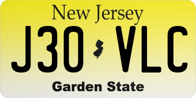 NJ license plate J30VLC