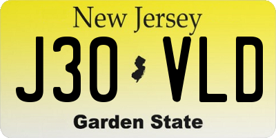 NJ license plate J30VLD