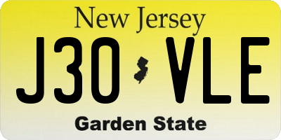 NJ license plate J30VLE