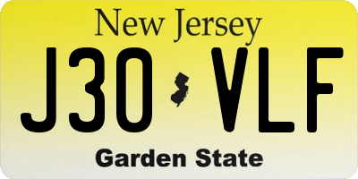 NJ license plate J30VLF