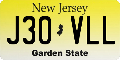 NJ license plate J30VLL