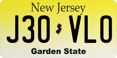 NJ license plate J30VLO