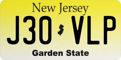 NJ license plate J30VLP