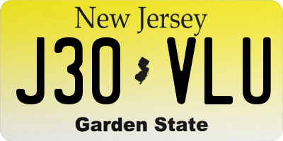 NJ license plate J30VLU