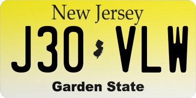 NJ license plate J30VLW