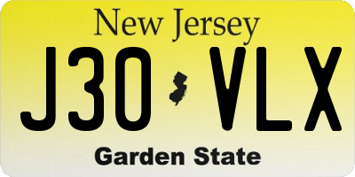 NJ license plate J30VLX
