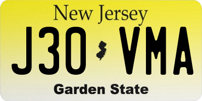 NJ license plate J30VMA